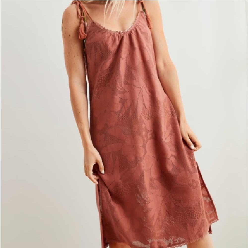 Aerie Rust Orange Canyon Creek Lightweight Swim Cover-up Midi Dress Size Medium